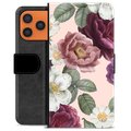 iPhone 17 Pro Max Premium Flip Cover med Pung - Romantiske Blomster