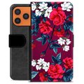 iPhone 17 Pro Max Premium Flip Cover med Pung - Vintage Blomster