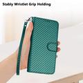 iPhone 17 Pro Max Premium Wallet-etui med rem - kulfiberstruktur - Kulstofgrøn