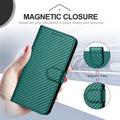 iPhone 17 Pro Max Premium Wallet-etui med rem - kulfiberstruktur - Kulstofgrøn