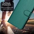 iPhone 17 Pro Max Premium Wallet-etui med rem - kulfiberstruktur - Kulstofgrøn