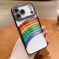 iPhone 17 Pro Max Regnbue Kviksand Hybrid Cover med Rhinestone-kameradekor - Lilla