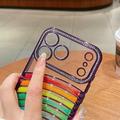 iPhone 17 Pro Max Regnbue Kviksand Hybrid Cover med Rhinestone-kameradekor - Lilla