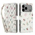iPhone 17 Pro Max/18 Pro Max Rhombisk Blomsterpung