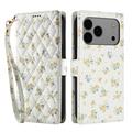 iPhone 17 Pro Max/18 Pro Max Rhombisk Blomsterpung