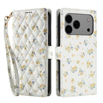 iPhone 17 Pro Max Rhombisk Blomsterpung - gule blomster