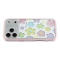 iPhone 17 Pro Max Stødsikkert Farverigt Blomster TPU-cover - lyserød