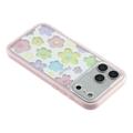 iPhone 17 Pro Max Stødsikkert Farverigt Blomster TPU-cover - lyserød