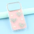 iPhone 17 Pro Max Funklende Kærlighed og Perle Hybrid Cover - Pink