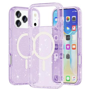 iPhone 17 Pro Max Stylish Glitter Series Hybrid Cover - MagSafe kompatibel - Lilla