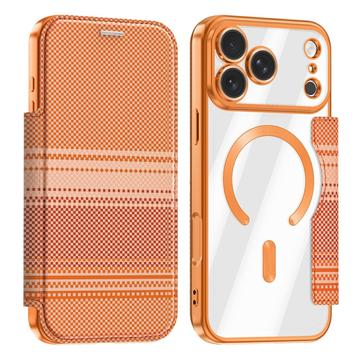 iPhone 17 Pro Max Stilfuldt magnetisk flip-etui med RFID-kortpladser - orange