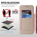 iPhone 17 Pro Max Stilfuldt magnetisk flip-etui med RFID-kortpladser - lyserød