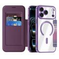 iPhone 17 Pro Max Stilfuldt magnetisk flip-etui med RFID-kortpladser - lilla