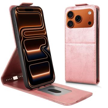 iPhone 17 Pro Max lodret flip-etui med stativ - rosaguld