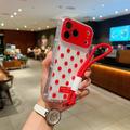 iPhone 17 Pro PC / TPU Cover med linsefilm og rem - Polka Dot - Rød