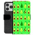 iPhone 17 Pro Premium Flip Cover med Pung - Avocadomønster