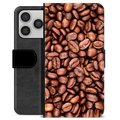 iPhone 17 Pro Premium Flip Cover med Pung - Kaffebønner