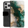 iPhone 17 Pro Premium Flip Cover med Pung - Jade Marmor