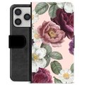 iPhone 17 Pro Premium Flip Cover med Pung - Romantiske Blomster
