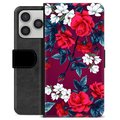 iPhone 17 Pro Premium Flip Cover med Pung - Vintage Blomster
