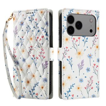 iPhone 17 Pro/18 Pro Rhombisk Blomsterpung - farverige blomster