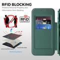iPhone 17 Pro Stilfuldt magnetisk flip-etui med RFID-kortpladser - sortgrøn