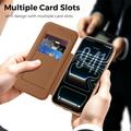 iPhone 17 Pro Stilfuldt magnetisk flip-etui med RFID-kortpladser - brun