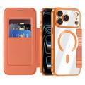 iPhone 17 Pro Stilfuldt magnetisk flip-etui med RFID-kortpladser - orange