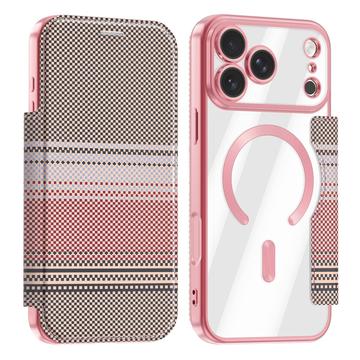 iPhone 17 Pro Stilfuldt magnetisk flip-etui med RFID-kortpladser - lyserød