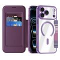 iPhone 17 Pro Stilfuldt magnetisk flip-etui med RFID-kortpladser - lilla