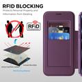 iPhone 17 Pro Stilfuldt magnetisk flip-etui med RFID-kortpladser - lilla