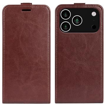 iPhone 17 Pro Vertikal Flip Etui med Kortholder - Brun