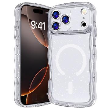 iPhone 17 Pro Wave-Edge Laser Glitter MagSafe Cover - Klar