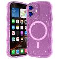 iPhone 17 Wave-Edge Laser Glitter MagSafe Cover - Gennemsigtig pink