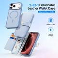 iPhone 18 Pro Dux Ducis Lawa Pung læderetui m. magnetisk cover - babyblå