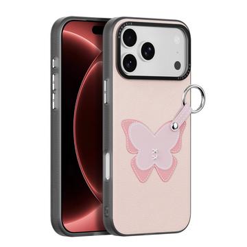 iPhone 18 Pro Max Dux Ducis Luvy cover med fingerring/håndrem - lyserød / sommerfugl