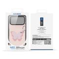iPhone 18 Pro Max Dux Ducis Luvy cover med fingerring/håndrem - lyserød / sommerfugl