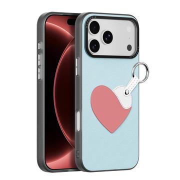 iPhone 18 Pro Max Dux Ducis Luvy cover med fingerring/håndrem - himmelblå / hjerte