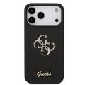 iPhone 18 Pro Max Guess Fixed Glitter 4G Metal Logo Cover - Sort