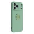 iPhone 18 Pro Max Flydende silikone cover med ringholder og håndledsrem - Mynte