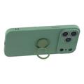 iPhone 18 Pro Max Flydende silikone cover med ringholder og håndledsrem - Mynte