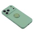 iPhone 18 Pro Max Flydende silikone cover med ringholder og håndledsrem - Mynte