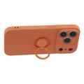 iPhone 18 Pro Max Flydende silikone cover med ringholder og håndledsrem - orange