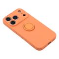 iPhone 18 Pro Max Flydende silikone cover med ringholder og håndledsrem - orange