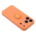iPhone 18 Pro Max Flydende silikone cover med ringholder og håndledsrem - orange