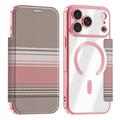 iPhone 18 Pro Max Stilfuldt magnetisk flip-etui med RFID-kortpladser - lyserød