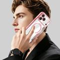 iPhone 18 Pro Stilfuldt magnetisk flip-etui med RFID-kortpladser - lyserød