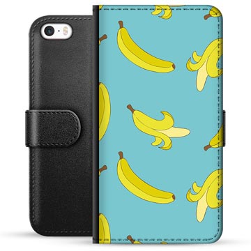 iPhone 5/5S/SE Premium Flip Cover med Pung - Bananer