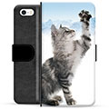 iPhone 5/5S/SE Premium Flip Cover med Pung - Kat