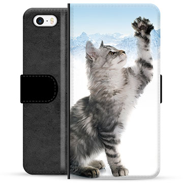 iPhone 5/5S/SE Premium Flip Cover med Pung - Kat